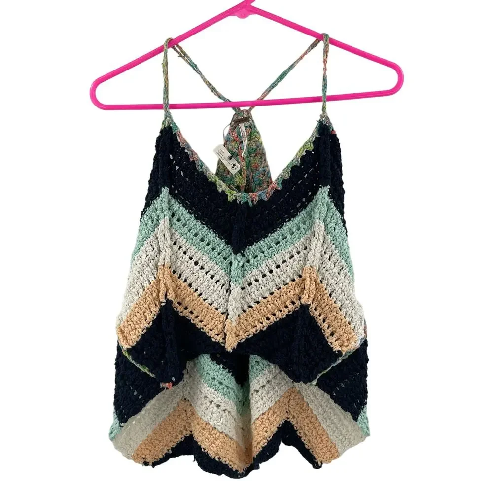 FREE PEOPLE Crochet Tank Size Small Swim Up Summer Breeze NWT Beach Travel